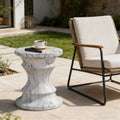 Gdfstudio Modern Faux Terrazzo Drum Patio Side Table Multifunctional Indoor Outdoor Accent Furniture
