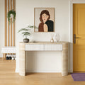 Gdfstudio Modern Fluted Console Table With Two Hidden Storage Drawers For Entryway