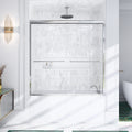 Gdfstudio Modern Minimalist Semi Frameless Double Sliding Shower Door With 1 4 Sgcc Tempered Glass Stainless Steel Handle