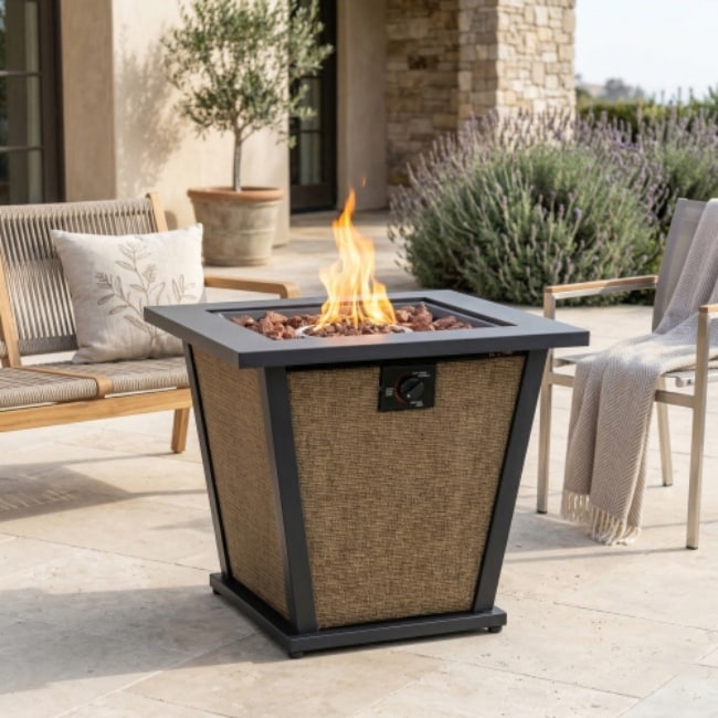 Gdfstudio Modern Outdoor 28 Propane Gas Fire Pit Table With Hidden Tank Storage Removable Steel Lid Cover Included