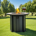 Gdfstudio Modern Outdoor 30 Propane Gas Fire Pit Table With Wood Grain Top Removable Anti Rust Lid Cover Included