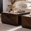 Gdfstudio Modern Square Coffee Table With H Shape Base Walnut Finish