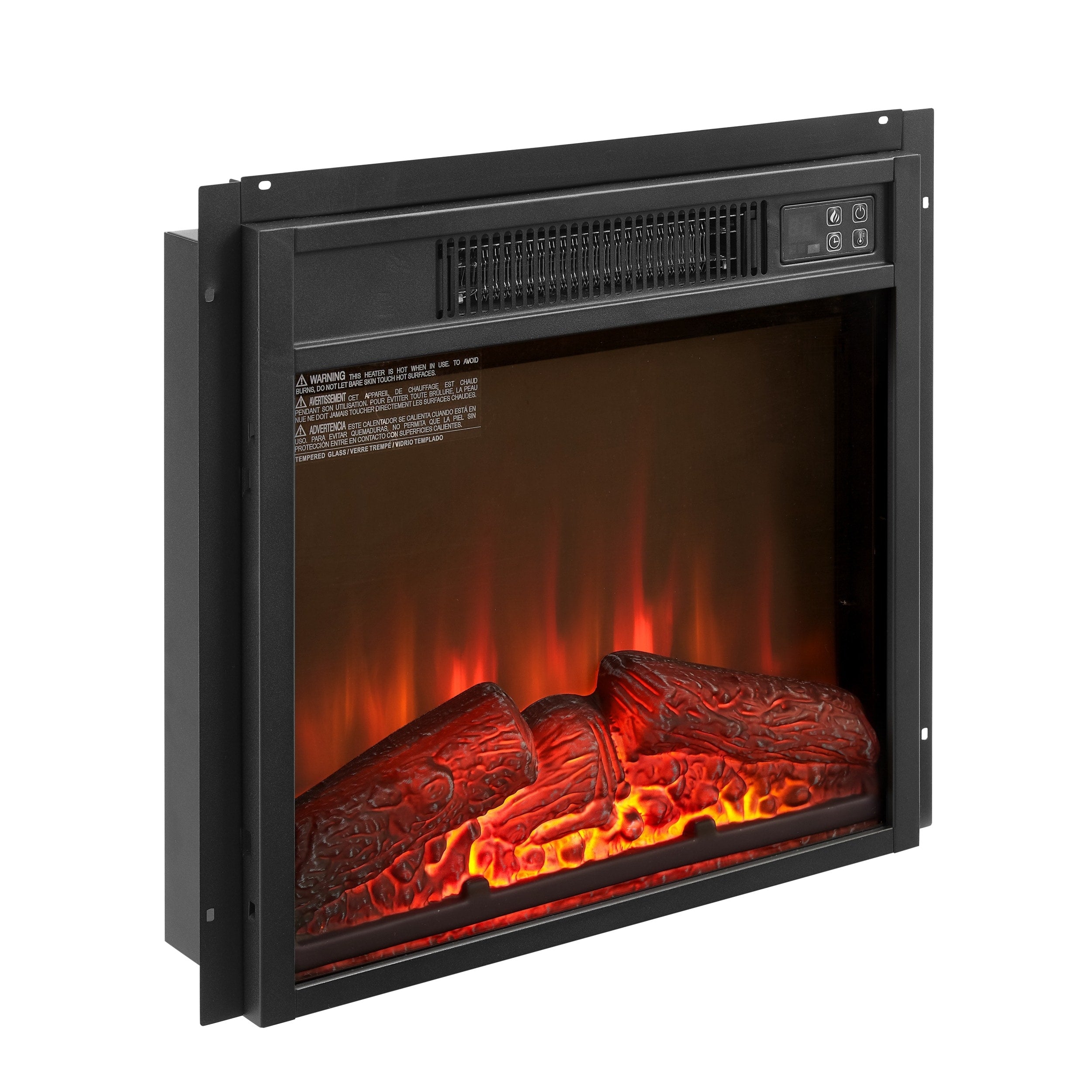 Gdfstudio Modern Ultra Thin Electric Fireplace Insert With Remote Control And Realistic Log Flame