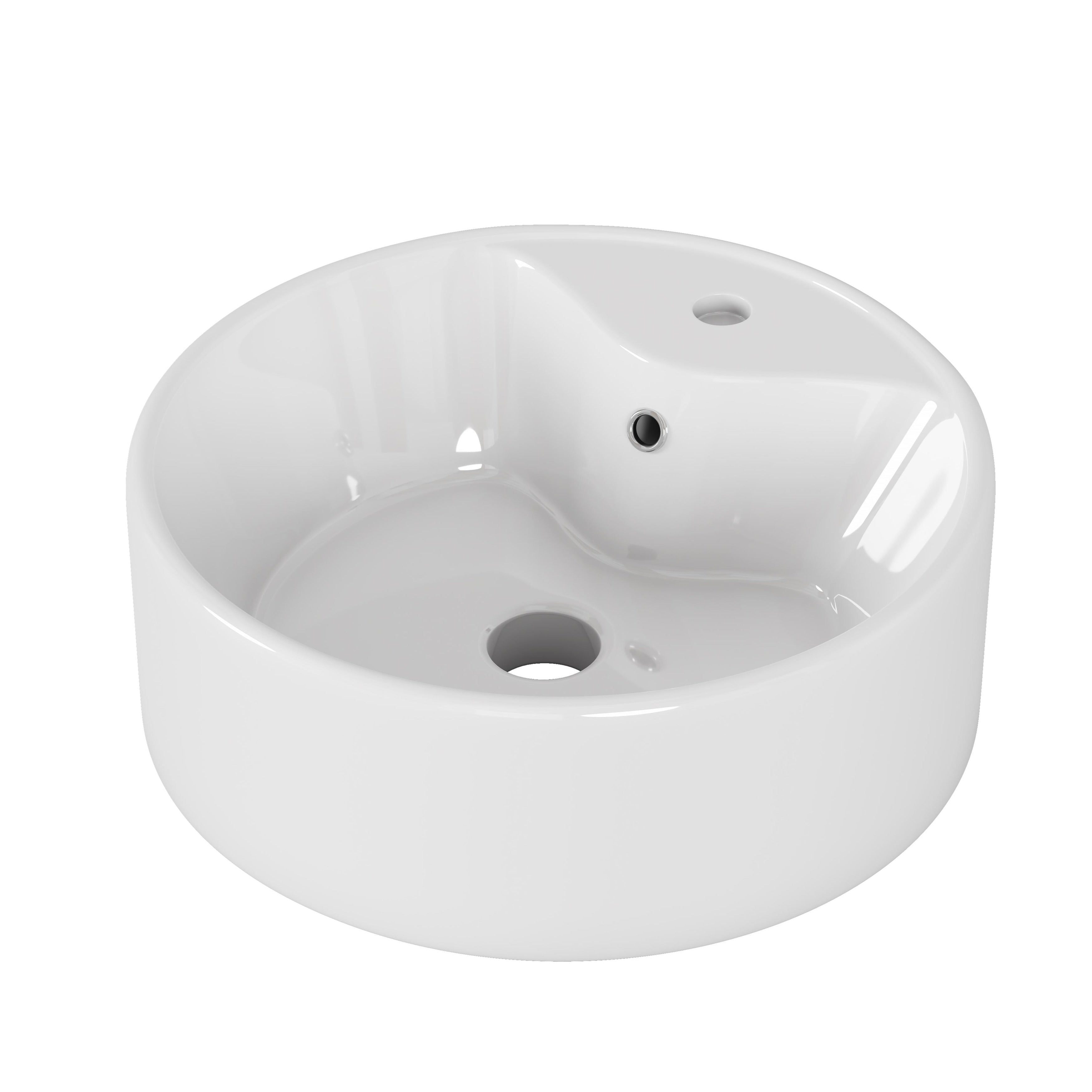 Monteria Modern 15.7 Ceramic Round Bowl Vessel Bathroom Sink Basin By Gdfstudio 15.7 X 5.7