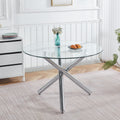 Gdfstudio Monteria Modern 43.31 Glass Top Dining Table With Chrome Metal Base
