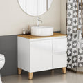 Monteria Modern Bathroom Vanity With Vessel Sink Natural Solid Wood Top And Feet And Soft Close Drawers By Gdfstudio