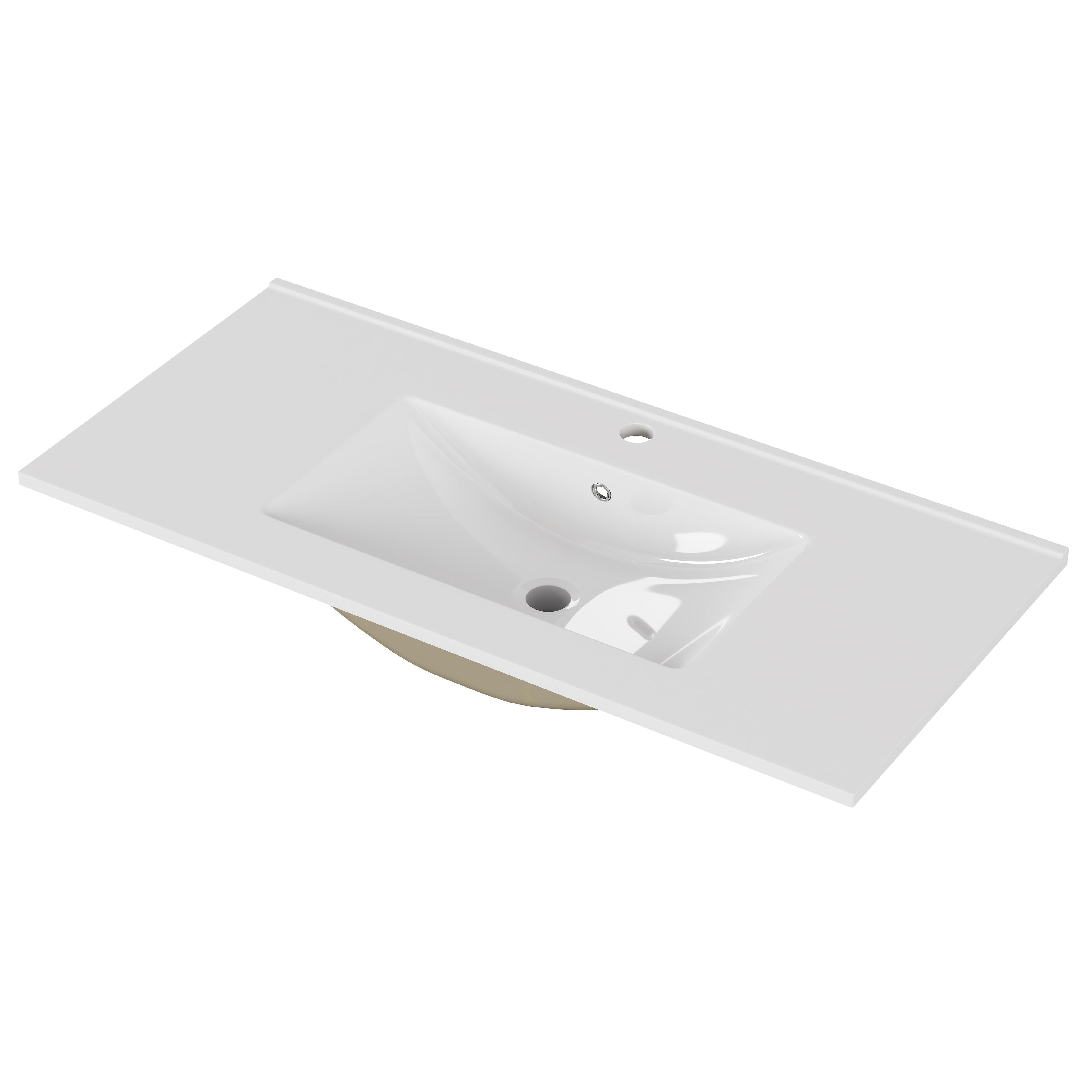 Monteria Modern Ideal Ceramic Bathroom Sink With Pre Drilled Faucet Hole Easy To Clean By Gdfstudio