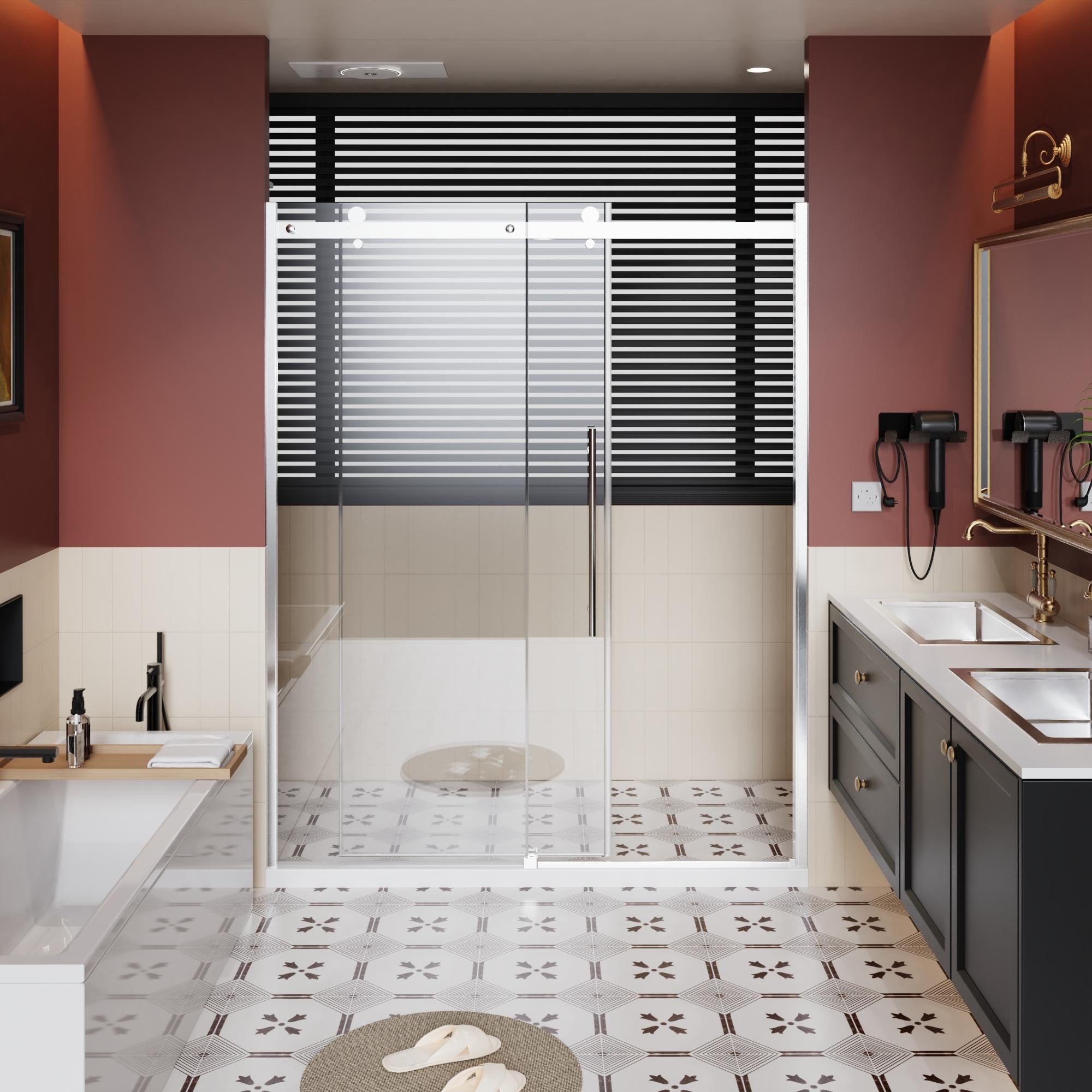 Gdfstudio Nathan Contemporary Frameless Sliding Shower Door With Smooth Glide System And Adjustable Fit Design