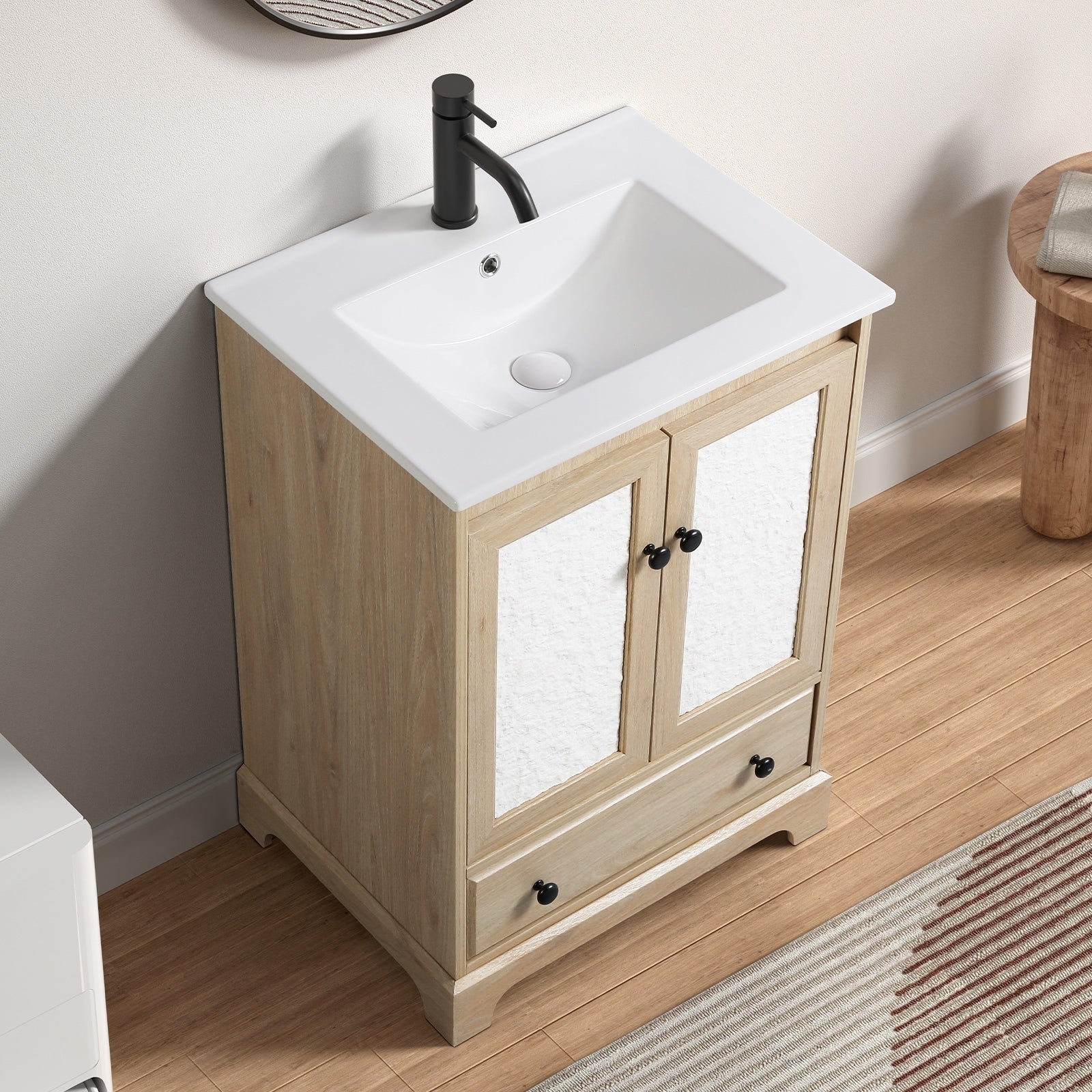 Gdfstudio Nathan Modern Freestanding Bathroom Vanity With Ceramic Sink And Soft Close Storage Drawer