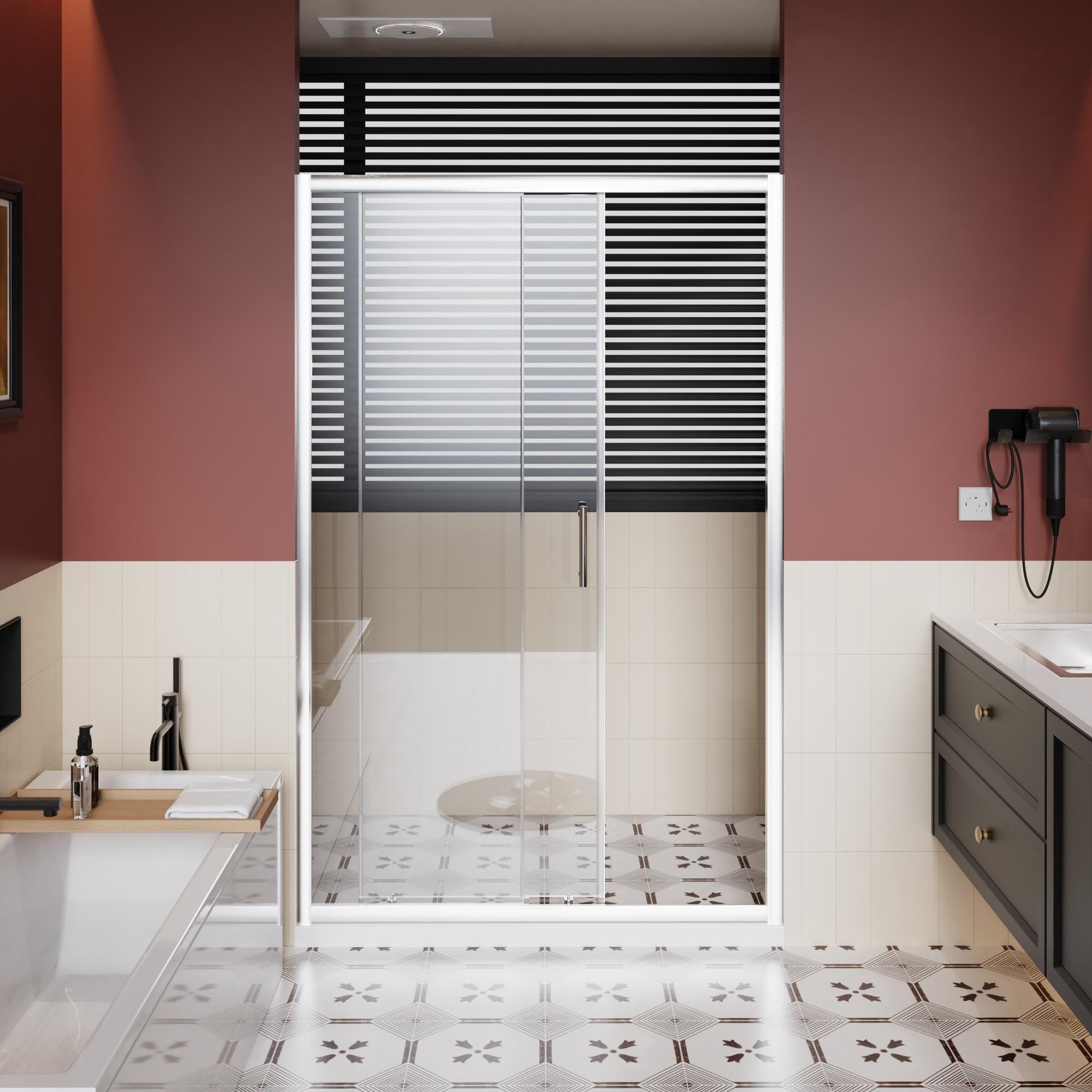 Gdfstudio Nathan Sleek Frameless Sliding Shower Door With Durable Safety Glass And Smooth Glide System