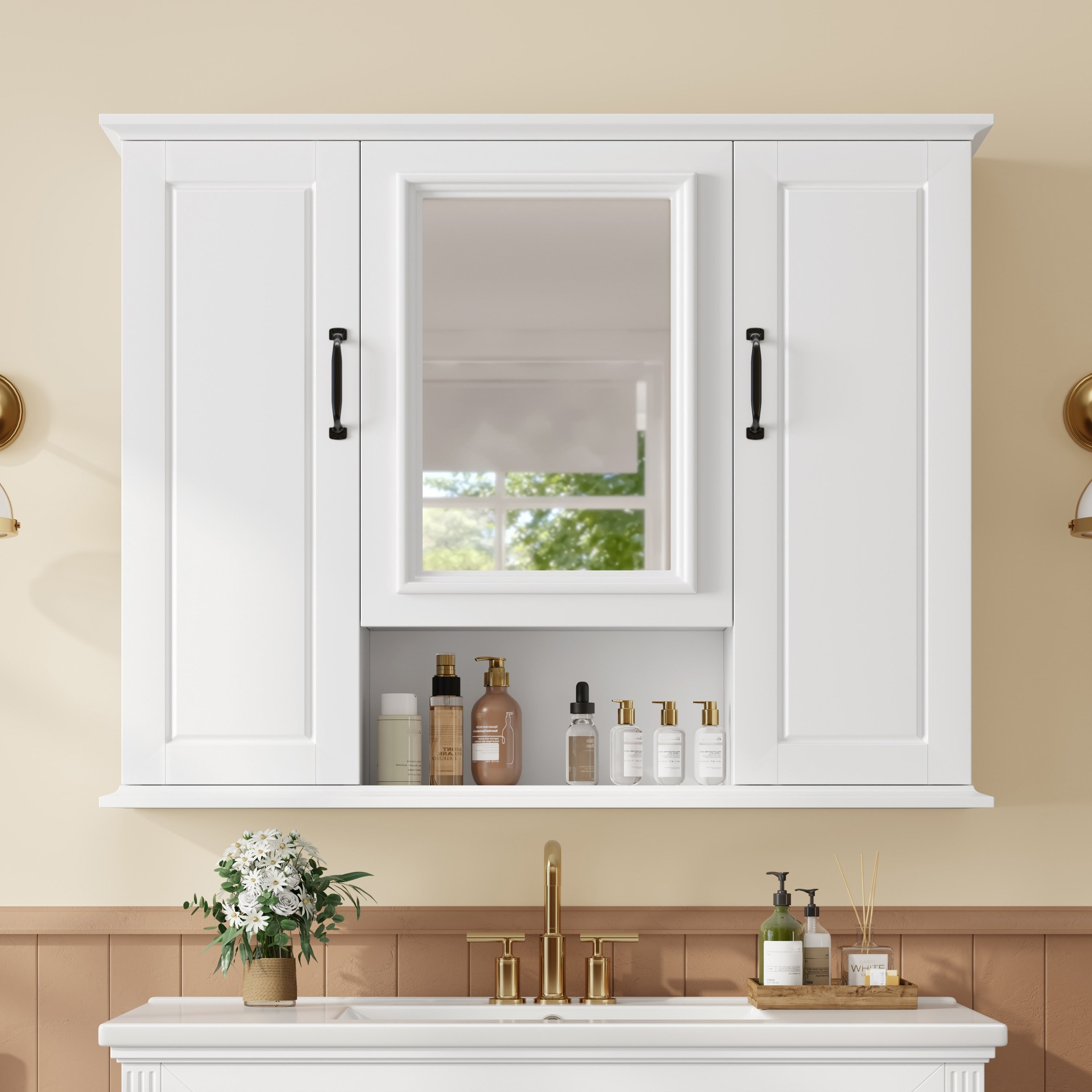 Gdfstudio Nathaniel Brooks Modern Wall Mounted Medicine Cabinet With Mirror And Versatile Storage Design