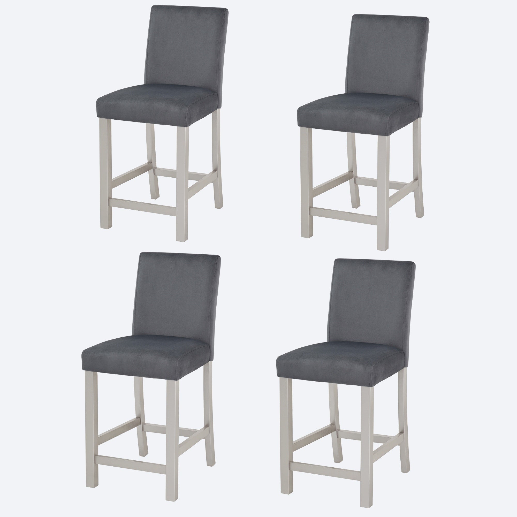 Gdfstudio Noir Modern Upholstered Wood Counter Height Dining Chairs Set Padded Seat Non Slip Feet Pads Set Of 4