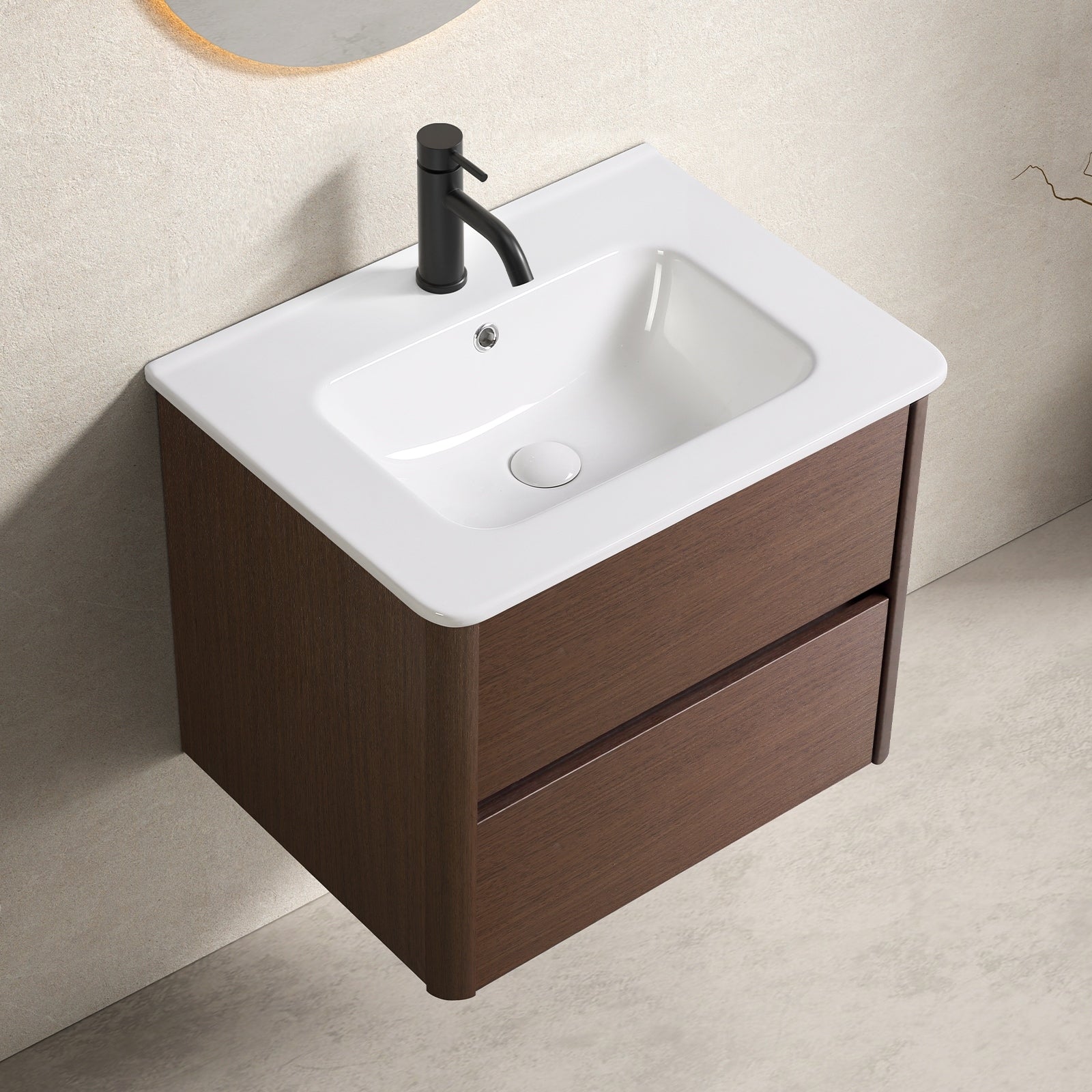 Gdfstudio Nolan Compact Wall Mounted Bathroom Vanity With Integrated Sink And Functional Drawer Storage