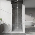 Gdfstudio Nolan Space Saving Pivot Bifold Frameless Shower Door With Dual Swing Hinges And Leak Resistant Seal System