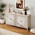 Gdfstudio Oakvista Modern Wooden Storage Sideboard Buffet Cabinet With 4 Doors And Adjustable Shelves