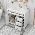 Gdfstudio Oliver Bennett 36 Inch Freestanding Bathroom Vanity With Flip Out Storage And Refined Wood