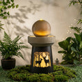 Gdfstudio Outdoor 32 H Resin Water Fountain With Led Lighting Wheat Motif Spherical Design