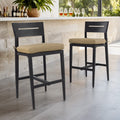 Gdfstudio Outdoor Aluminum Bar Stools Set With Soft Cushion Footrest Adjustable Foot Pads Set Of 2