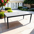 Gdfstudio Outdoor Aluminum Dining Table With Rectangular Sintered Stone Top Umbrella Hole