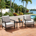 Gdfstudio Outdoor Aluminum Patio Chat Set With Sintered Stone Side Table Soft Cushion Ergonomic Design