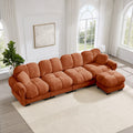 Gdfstudio Oversize Chenille L Shaped 131.5 4 Seater Sofa With Quilted Cushions Pillows And Movable Ottoman
