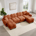 Gdfstudio Oversize Chenille U Shaped 131.5 4 Seater Sofa With Quilted Cushions Pillows And 2 Movable Ottomans