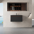 Gdfstudio Parker 30 Inch Floating Bathroom Vanity With Quartz Sand Basin And Fluted Storage Drawer