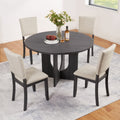 Gdfstudio Parkstone 5 Piece Modern Round Dining Table Set With 4 Upholstered Chairs