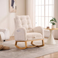 Gdfstudio Plush High Back Rocking Chair With Footrest Storage Pocket