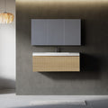 Gdfstudio Preston 42 Inch Floating Bathroom Vanity With Solid Surface Basin And Fluted Storage Drawer