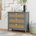 Gdfstudio Rattan Grove American Style Natural Rattan Storage Cabinet With 3 Drawers