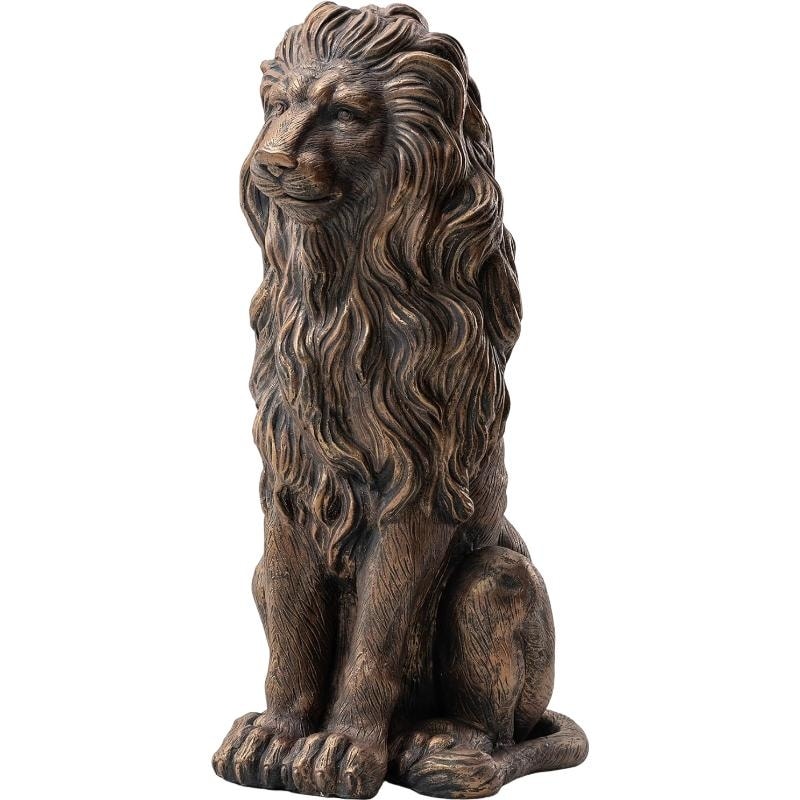 Gdfstudio Resin Lion Guardian Statue Indoor Outdoor Garden Villa Patriotic Art Decor