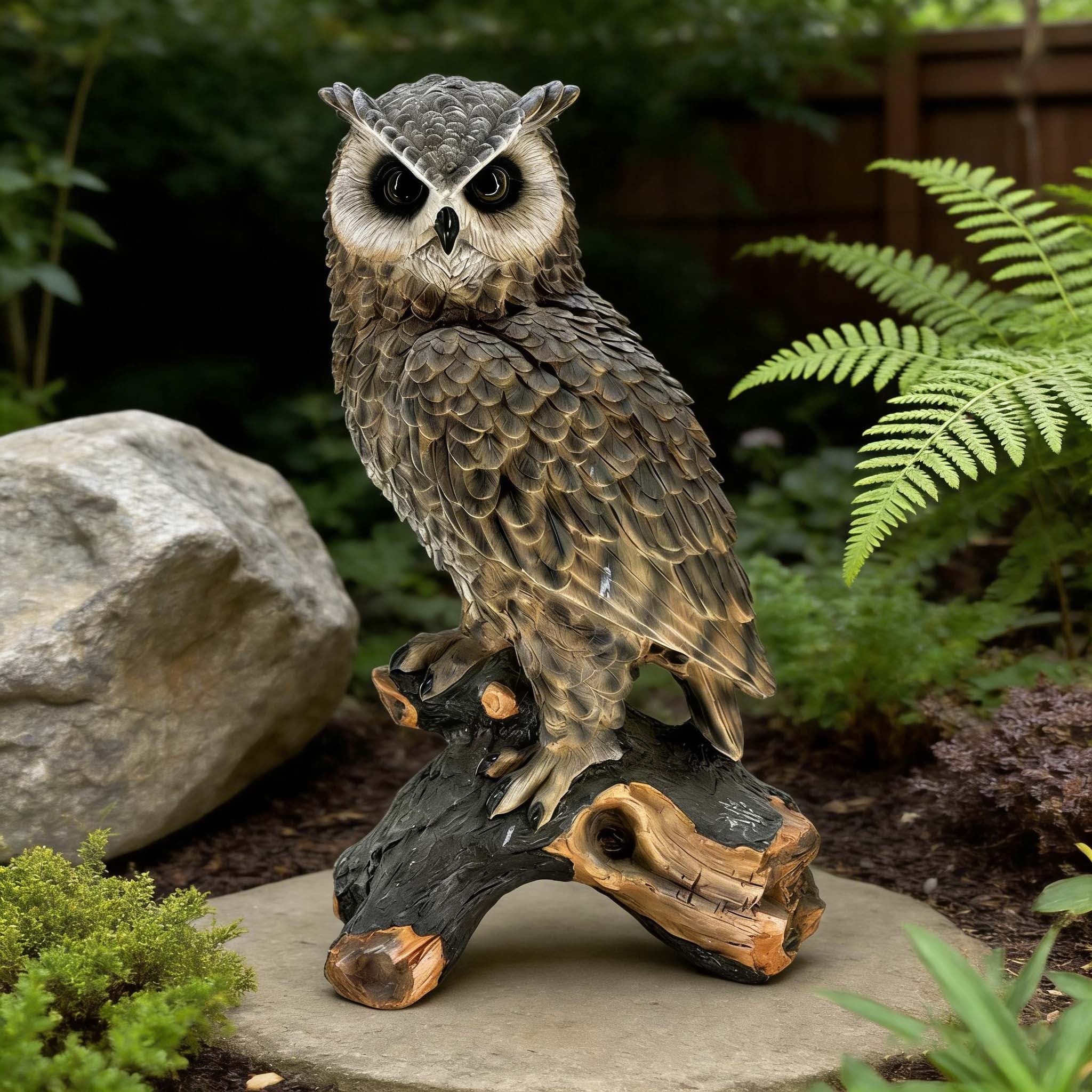 Gdfstudio Resin Simulated Owl Statue Indoor Outdoor Garden Patio Art Decor Pest Deterrent