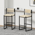 Gdfstudio Riviera Modern Handwoven Paper Rope Counter Height Bar Stool With Metal Frame Backrest Set Of 2 34.84 H