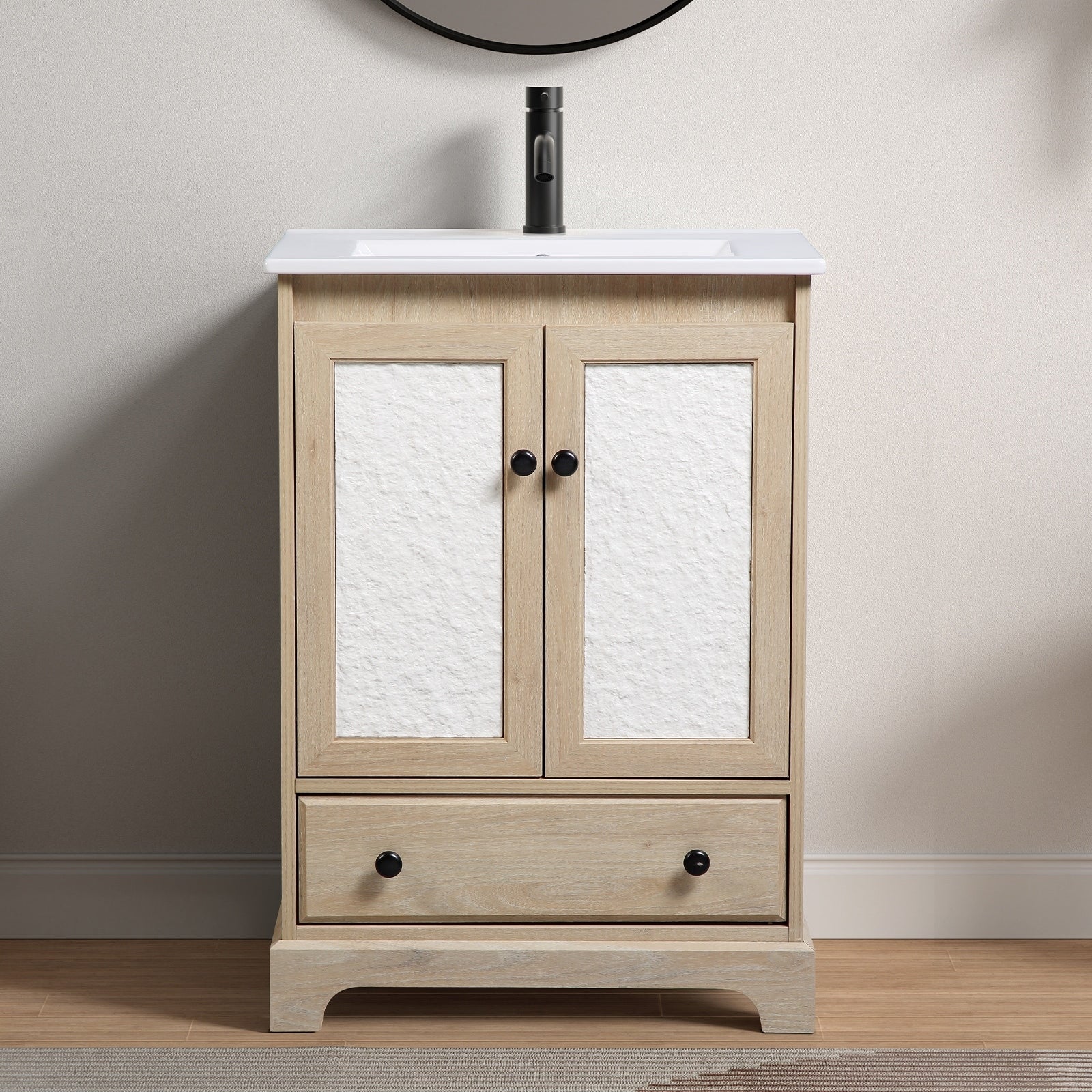Gdfstudio Roserise Modern Freestanding Bathroom Vanity Sink With 2 Soft Close Drawers Sturdy Wood Construction Without Sink