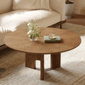 Gdfstudio Rustic 31.5 Free Form Coffee Table With Ash Wood Veneer Pedestal Base For Small Living Room
