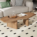 Gdfstudio Rustic 47.2 Round Coffee Table With Ash Wood Veneer Pedestal Base For Small Living Room