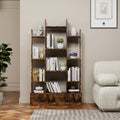 Gdfstudio Rustic Brown Industrial Freestanding Open Bookshelf With 2 Drawers And 12 Storage Shelves