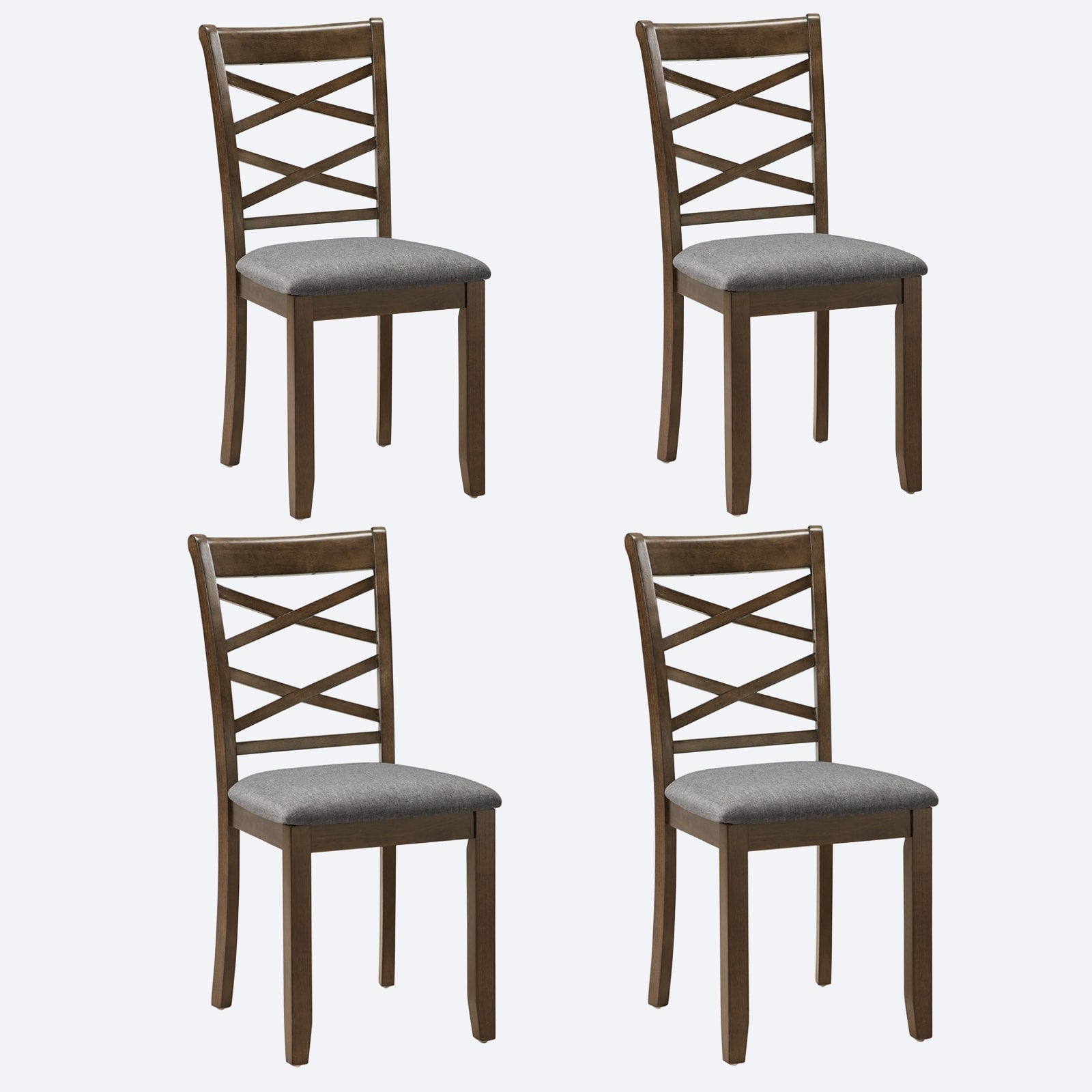 Gdfstudio Savoy Farmhouse Linen Upholstered Ergonomical Wooden Dining Chairs Set Padded Seat Non Slip Feet Pads Set Of 4