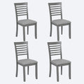 Gdfstudio Savoy Farmhouse Linen Upholstered Ergonomical Wooden Dining Chairs Set Padded Seat Non Slip Feet Pads Set Of 4
