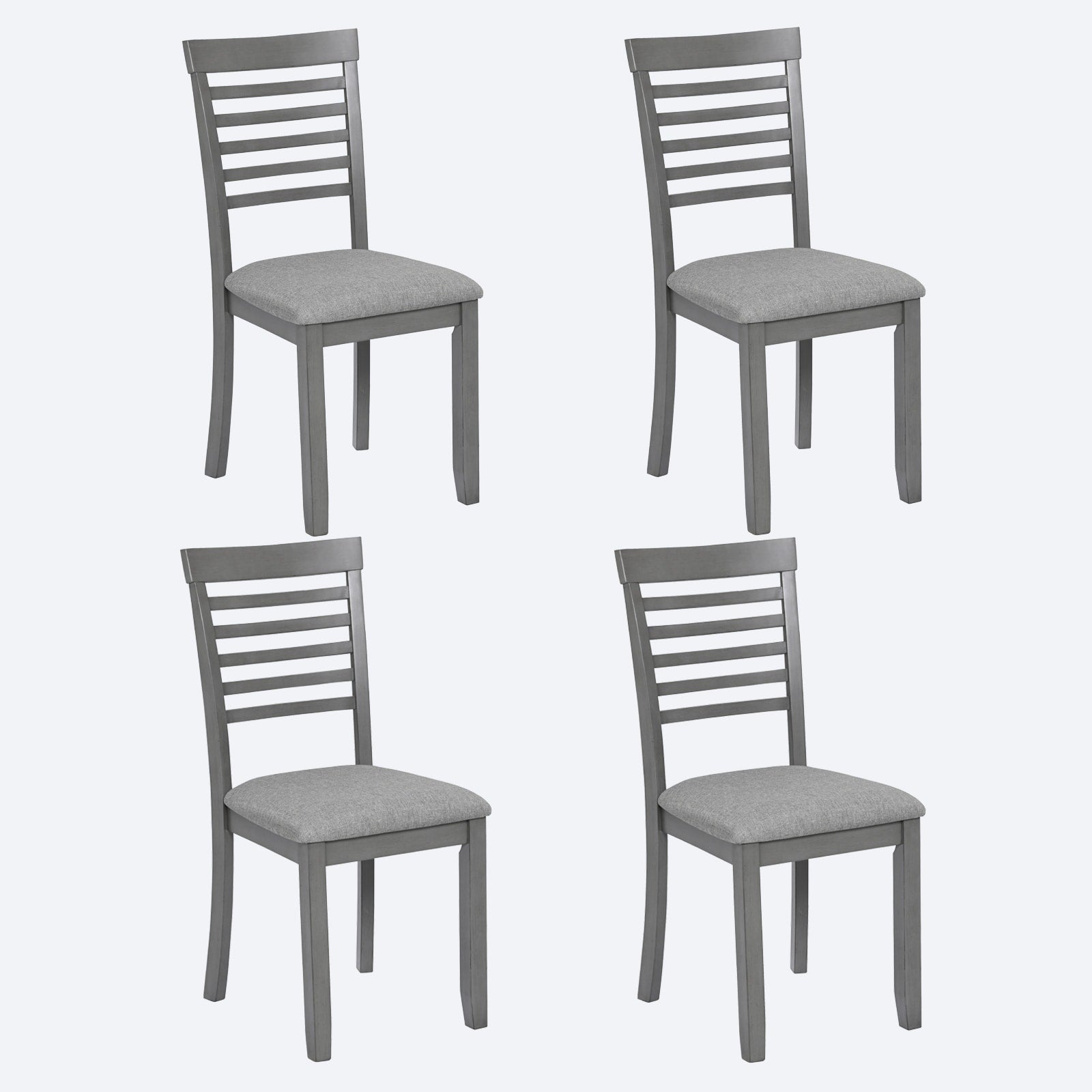 Gdfstudio Savoy Farmhouse Linen Upholstered Ergonomical Wooden Dining Chairs Set Padded Seat Non Slip Feet Pads Set Of 4