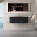 Gdfstudio Sebastian Floating Bathroom Vanity With Quartz Sand Basin And Fluted Storage Cabinet