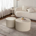 Gdfstudio Set Of 2 Modern Wave Stripe Nesting Coffee Table Round Drum Accent Tables