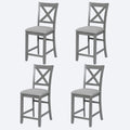 Gdfstudio Set Of 4 Classic Upholstered Counter Height Chairs With Padded Linen Seat And Ergonomic Cross Back