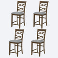 Gdfstudio Set Of 4 Wooden Upholstered Counter Height Chairs With Padded Linen Seats And Ergonomic Cross Back
