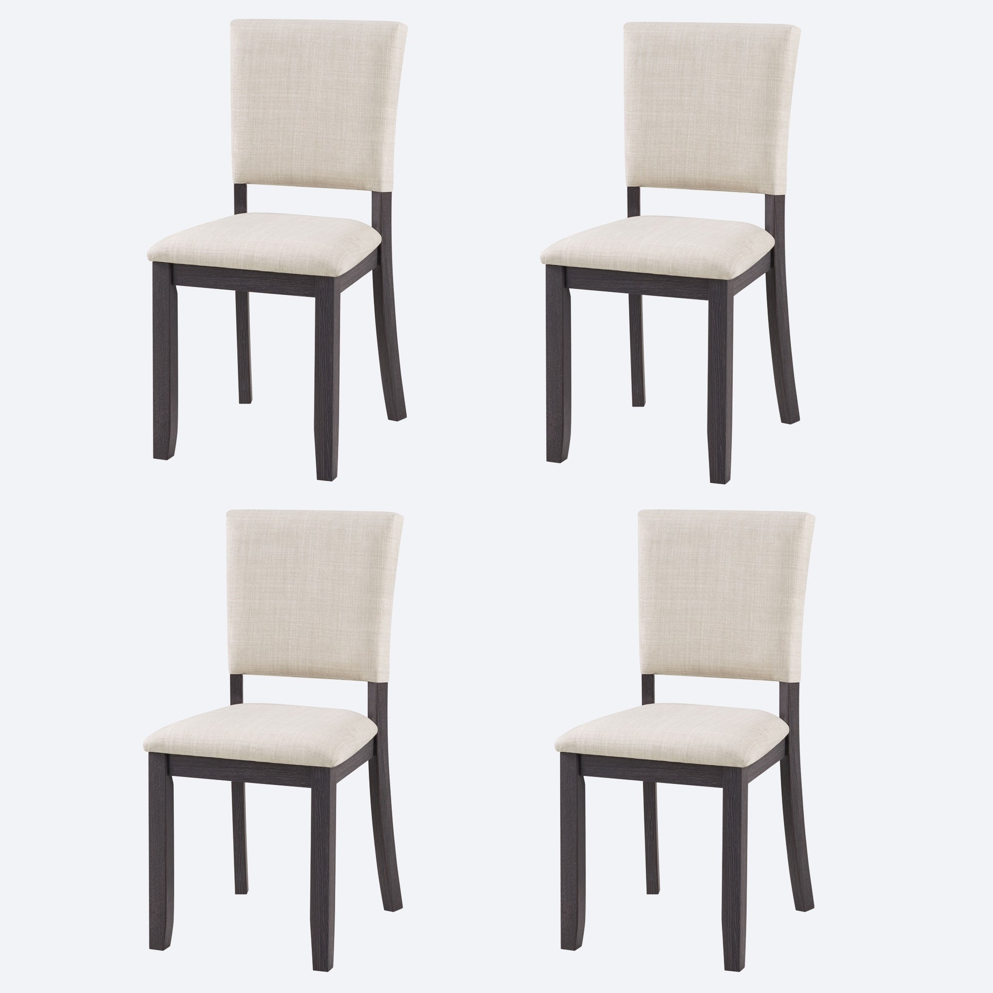 Gdfstudio Silken Minimalist Upholstered Ergonomical Curved Backrest Dining Chairs Padded Seat Set Of 4
