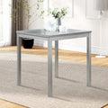 Gdfstudio Silver Grey Wooden Counter Height Square Dining Table With Crystal Accent Edge And Space Saving Design