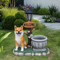 Gdfstudio Sitting Akita Dog Planter Resin Garden Decor For Indoor Outdoor Patio Yard