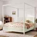 Gdfstudio Solid Wood Fluted Canopy Platform Bed Frame With Support Slats