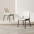 Gdfstudio Solvane Minimalist Pu Leather Upholstery Dining Chair Set With Curved Backrest Padded Seat Metal Legs Set Of 2
